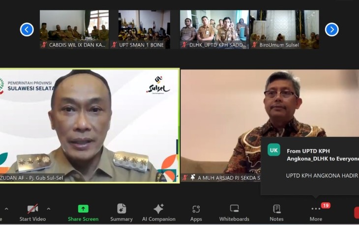 Pj Gubernur Sulsel Prof Zudan Arif Fakrulloh saat pimpin apel pagi secara virtual