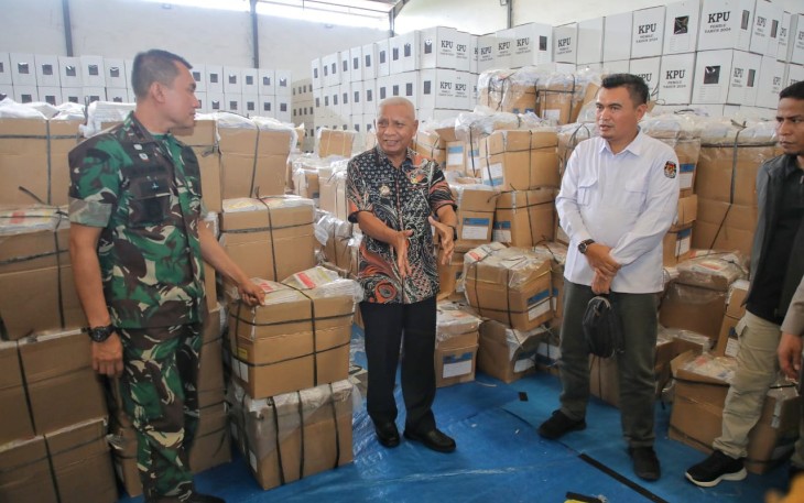 Bupati dan Forkopimda Tinjau Gudang Logistik Pemilu 2024 KPU Kabupaten Asahan