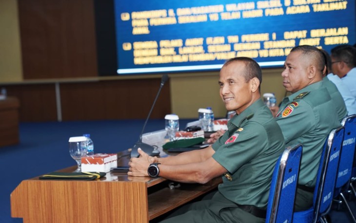 Kepala Staf Kodam (Kasdam) XIV/Hasanuddin Brigjen TNI M. Syech Ismed, S.E., M.Han., mewakili Pangdam menghadiri Taklimat Awal Inspektorat Jenderal (Itjen) TNI Periode I TA 2024, bertempat di Ruang Rapat Suryadharma Makoopsud II, Jl. Perintis Kemerdekaan, Kota Makassar, Senin (12/02/2024)