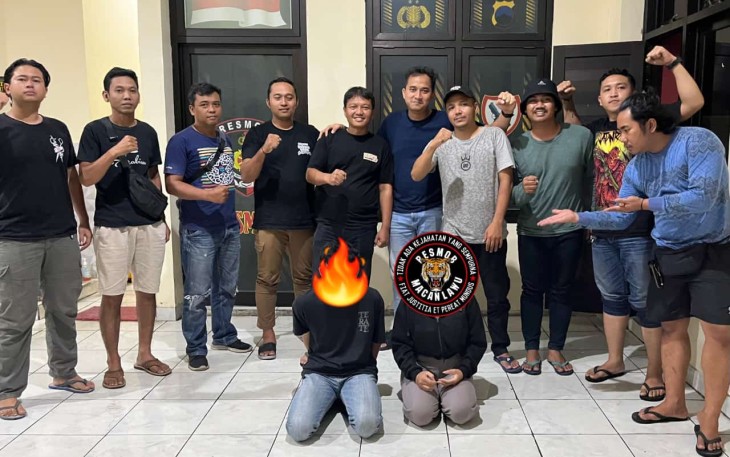  MYS dan PW, sepasang kekasih terduga pembuang bayi di bawah jembatan Kali Samin saat diamankan Tim Resmob Polres Karanganyar, Kamis (21/11/2024) malam (Foto : Istimewa/Polres Karanganyar)