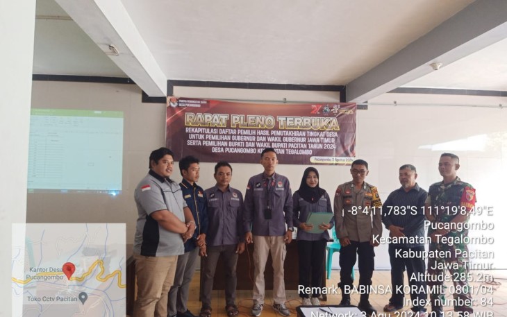 Babinsa Koramil 0801/04 Tegalombo Hadiri Rapat Pleno Terbuka Rekapitulasi DPHP Tingkat Desa