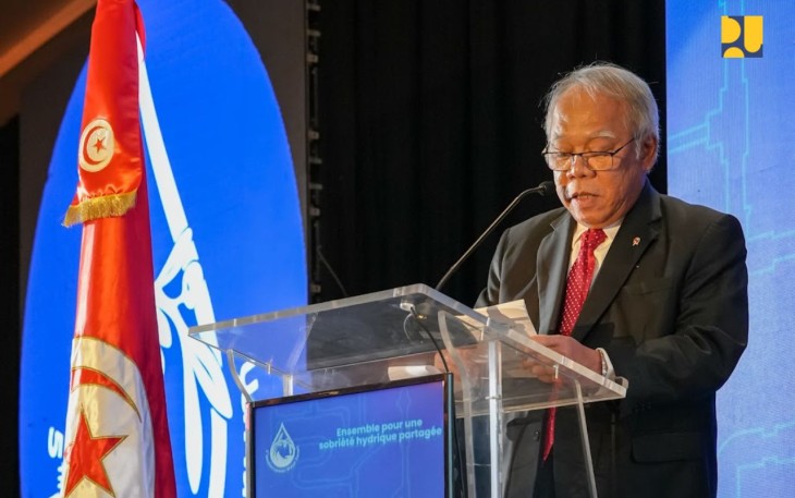 Menteri PUPR Basuki Hadimuljono saat hadir dalam serangkaian kegiatan The 5th Mediterranean Water Forum yang diselenggarakan di Tunis, Tunisia, Senin (5/2/2024). 