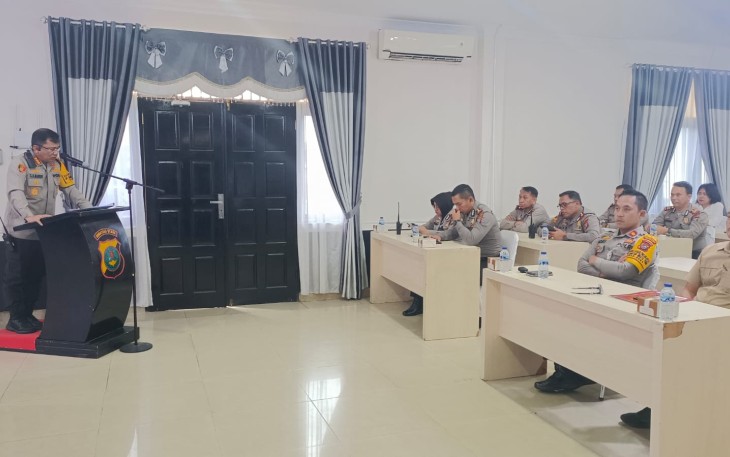 Kombes Teddy Marbun usai memimpin rapat koordinasi dalam rangka memelihara kamtibmas di Gedung Patriatama Polrestabes Medan Jalan HM Said Medan, Kamis (1/2/2024)