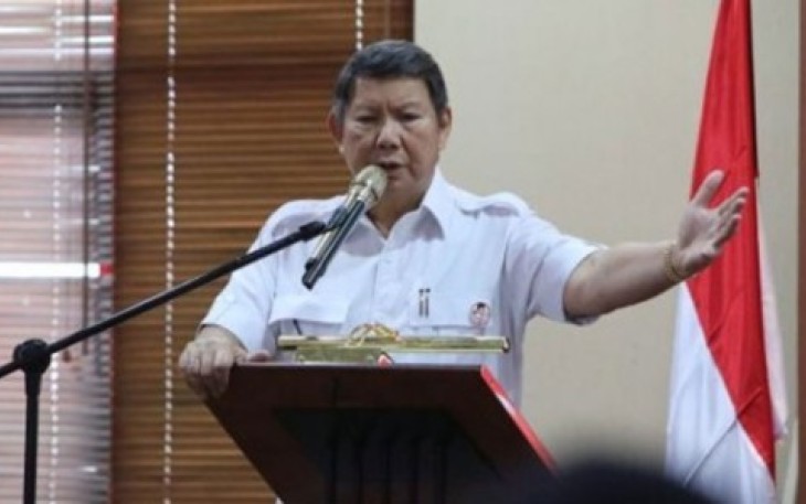 Anggota Dewan Pengarah TKN Prabowo Subianto-Gibran Rakabuming Raka, Hashim Djojohadikusumo dalam acara pemenangan Prabowo-Gibran satu putaran bersama para relawan di MG Setos, Kota Semarang, Minggu (21/1/24).