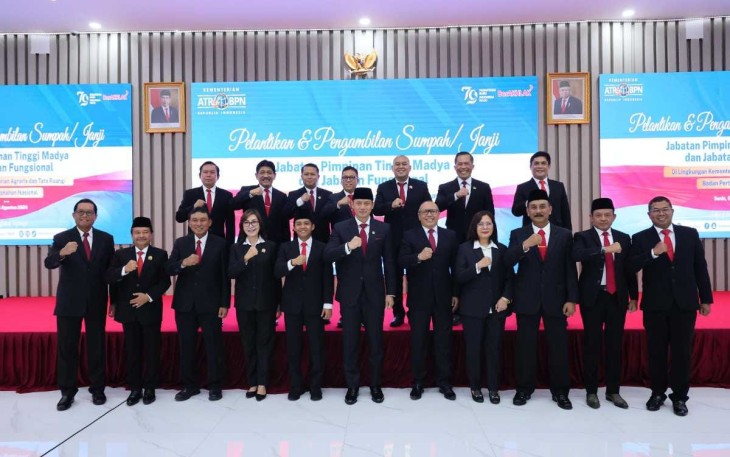 Menteri Agraria dan Tata Ruang/Kepala Badan Pertanahan Nasional (ATR/BPN), Agus Harimurti Yudhoyono melantik Direktur Jenderal Pengendalian dan Penertiban Tanah dan Ruang (Dirjen PPTR), Jonahar 