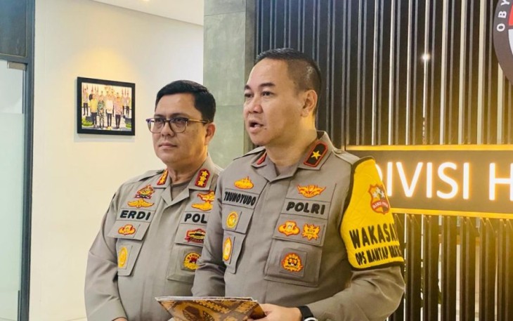 Kepala Biro Penerangan Masyarakat Divisi Humas Polri Brigjen Pol Trunoyudo Wisnu Andiko saat memberi keterangan pers.