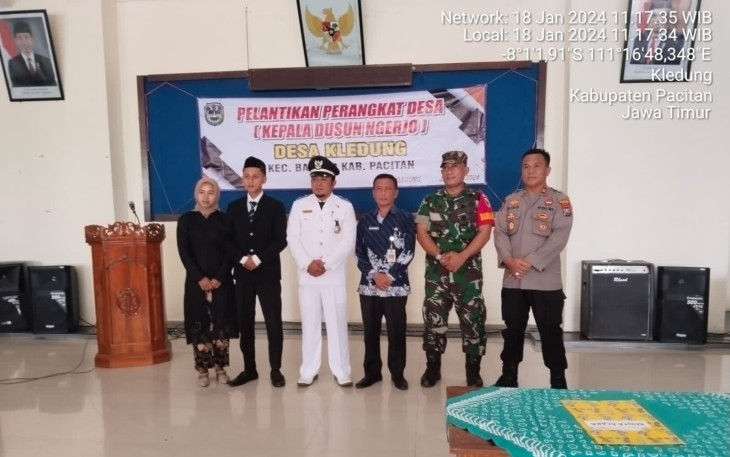 Danramil 0801/06 Bandar Hadiri Pelantikan Kepala Dusun Ngerjo terpilih