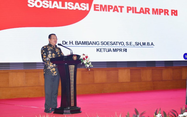 Bamsoet saat memberikan Sosialisasi Empat Pilar MPR RI kepada Ikatan Notaris Indonesia di Jakarta, Rabu (10/1/24).