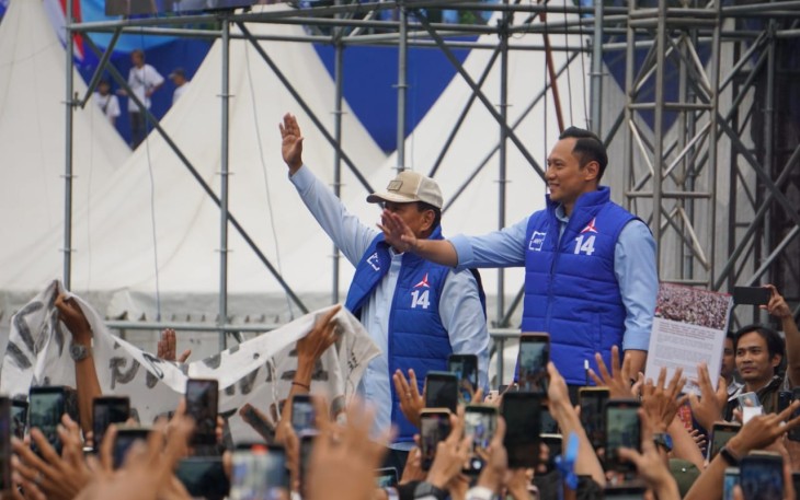 ampanye Akbar Partai Demokrat bersama Calon Presiden Prabowo Subianto di Lapangan Gajayana Kota Malang, Kamis, 1/2/2024/
