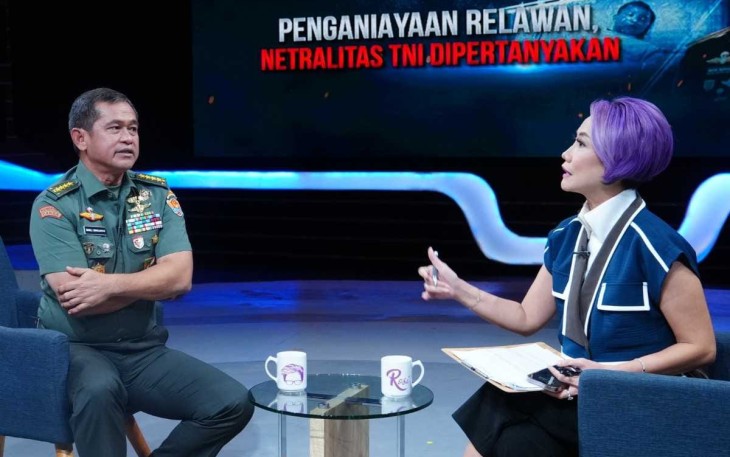 Kasad dalam wawancara eksklusif dengan Rosiana Silalahi pada acara yang bertajuk “Penganiayaan Relawan, Netralitas TNI Dipertanyakan”, ditayangkan di Kompas TV, Kamis (4/1/2024).