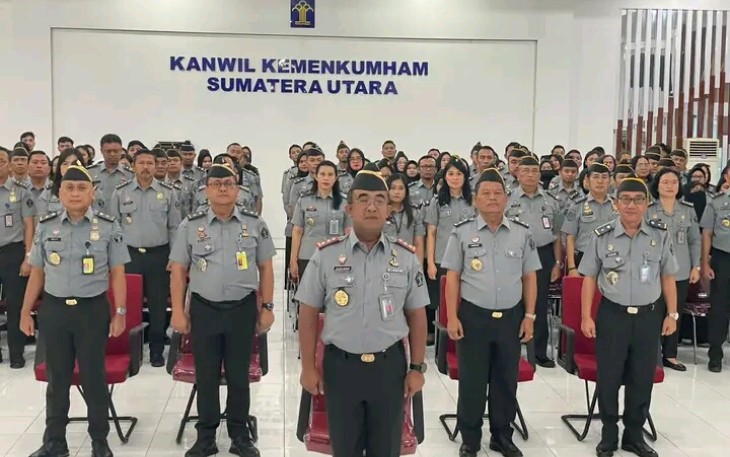 Kemenkumham Sumut Apel Virtual Diikuti Insan Pengayoman Seluruh Indonesia Dipimpin Menkumham secara Langsung