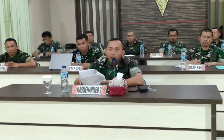 Kasmenarmed 2 Kostrad Letkol Arm Siswo Budiarto pimpin jajaran ikuti Kegiatan Evaluasi SPI Satjar Secara Virtual, Kamis (4/1)