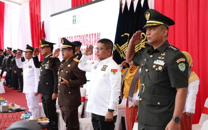 Kasrem 064/MY Kolonel Inf Roby Bulan saat upacara hari Bhakti Imigrasi ke 74, Jum'at (26/1)
