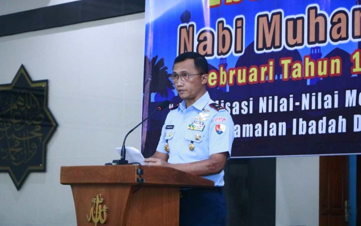 Danlanud Iswahjudi Marsma TNI Firman Dwi Cahyono saat peringatan Isra Mi'raj, Rabu (7/2)