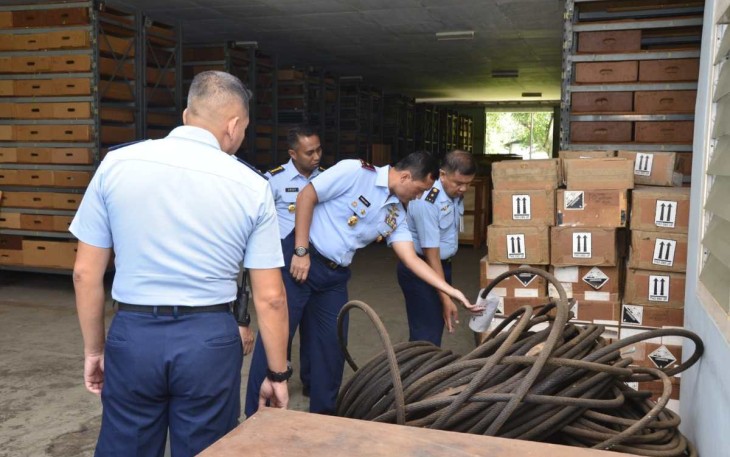Danlanud Iswahjudi Marsma TNI Firman Dwi Cahyono saat sidak gudang amunisi, Selasa (27/2)