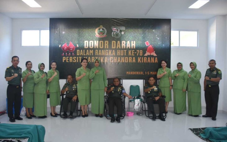 Kodam XVIII/Kasuari Donor Darah Peringati HUT ke 78 Persit KCK, Senin (4/3)