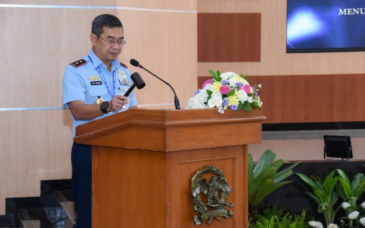 Dankoharmatau Marsma TNI Oki Yanuar saat membuka Raker Koharmatau tahun 2024