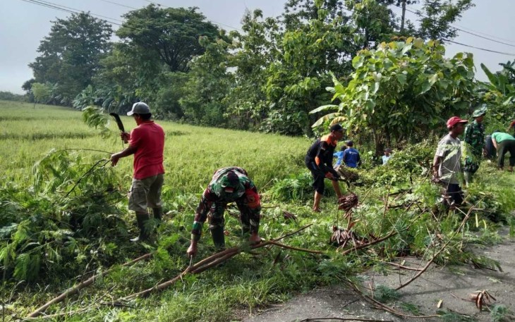 Pembersihan ranting pohon di wilayah desa binaan 