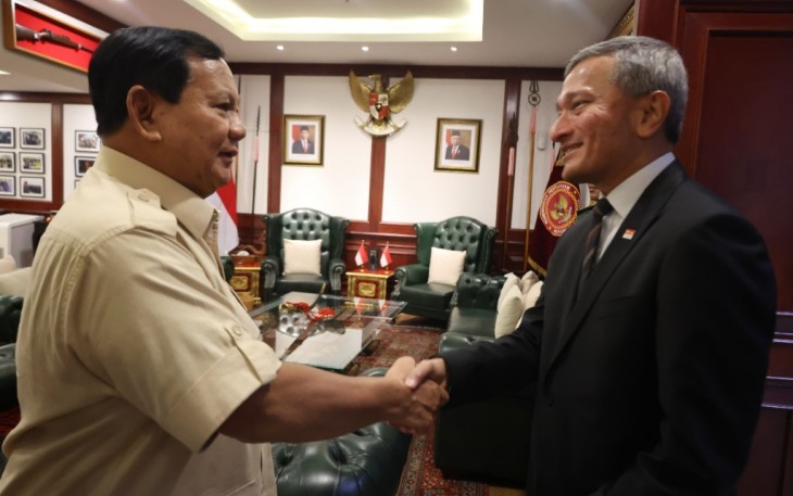 Menhan Prabowo Terima Kunjungan Kehormatan Menlu Singapura 