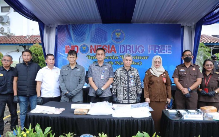 Pemusnahan BB Narkoba di halaman kantor BNN RI, Kamis (25/4)