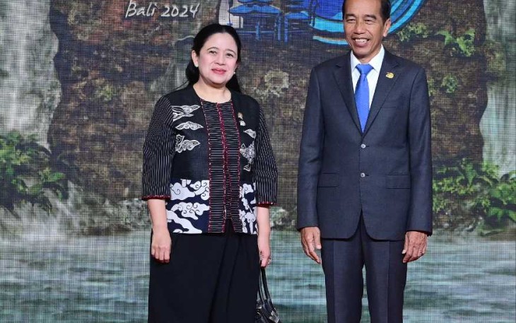 Ketua DPR RI Puan Maharani bersama Presiden Joko Widodo di World Water Forum ke 10 di Bali, Senin (20/5)