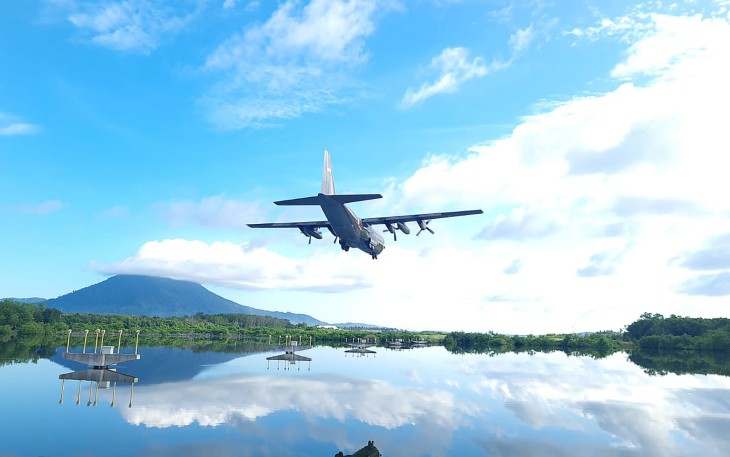 Pesawat Hercules TNI AU Mendarat Mulus di Kabupaten Natuna 