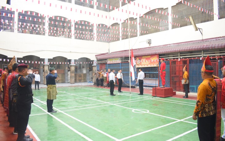 Gelaran Upacara Bendera Hut RI ke-79 di Rutan Labuhan Deli 