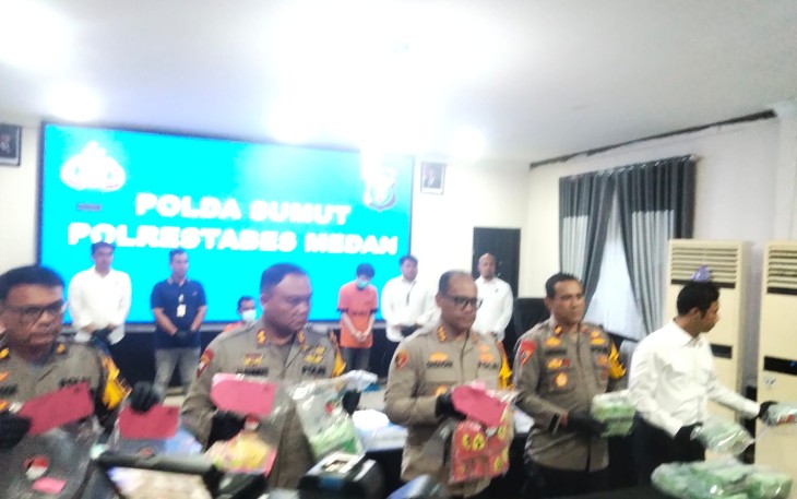 Konfrensi Pers Pengungkapan Jaringan Narkoba di Polrestabes Meda 