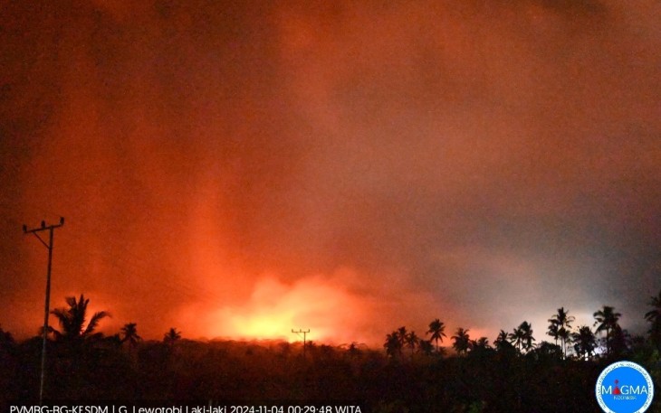 Ilustrasi erupsi gunung Lewotobi Laki-laki 