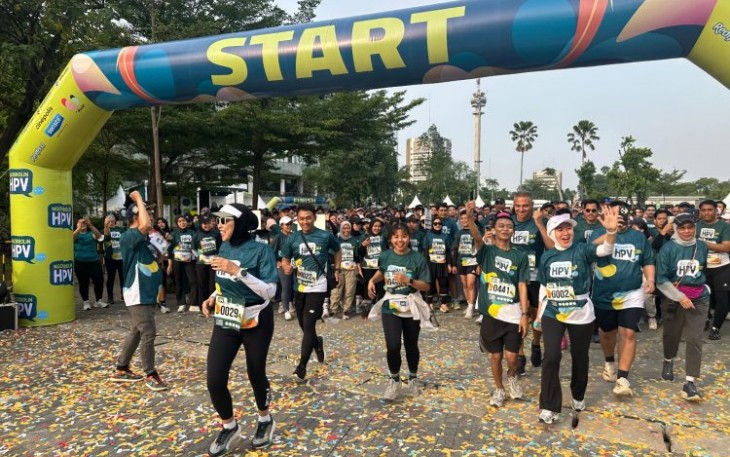 Kegiatan Ngobrolin HVP 5K Fun Run di Senayan Park Jakarta, Minggu (10/11)
