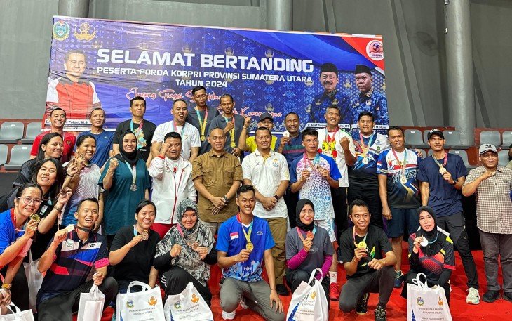 Kanwil Kemenkumham Sumut Juara I  Cabor Bulu Tangkis Ganda Putra.