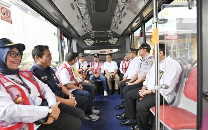 Menhub Budi Karya Sumadi saat launching BISKITA Trans Bekasi Patriot