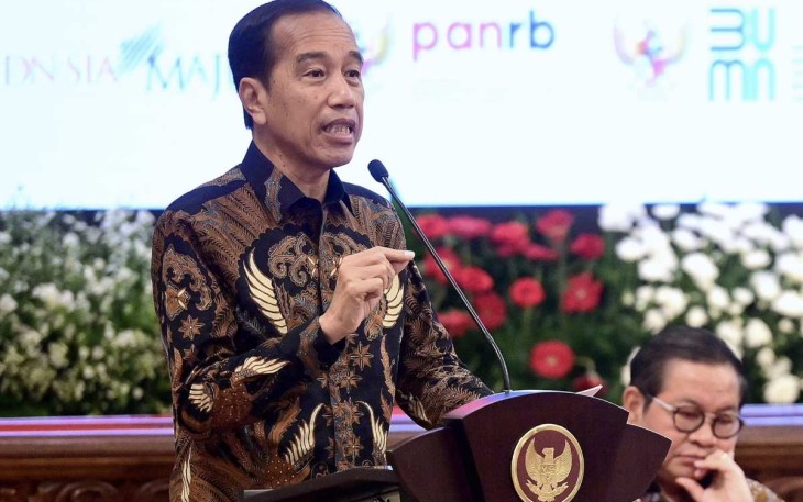 Presiden Joko Widodo saat memberikan pengarahan usai launching INA Digital di Istana Negara Jakarta, Senin (27/5)