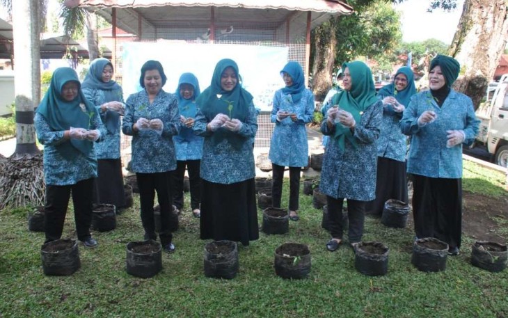 PKK Cilacap Tanam Cabe di Halaman Kantor PKK Kabupaten Cilacap, Senin (4/3)