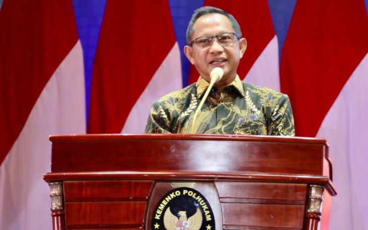 Mendagri Muhammad Tito Karnavian saat menjadi narasumber pada Rapat Koordinasi Kesiapan Penyelenggaraan Pilkada Serentak Tahun 2024 di Wilayah Sumatra.