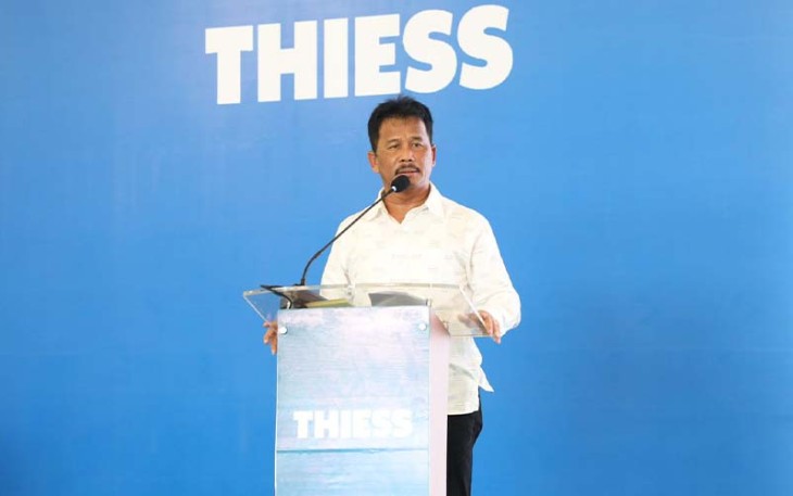 Kepala BP Batam, Muhammad Rudi saat meresmikan Rebuild Centre PT Thiess Engineering Indonesia, Selasa (30/1/2024).