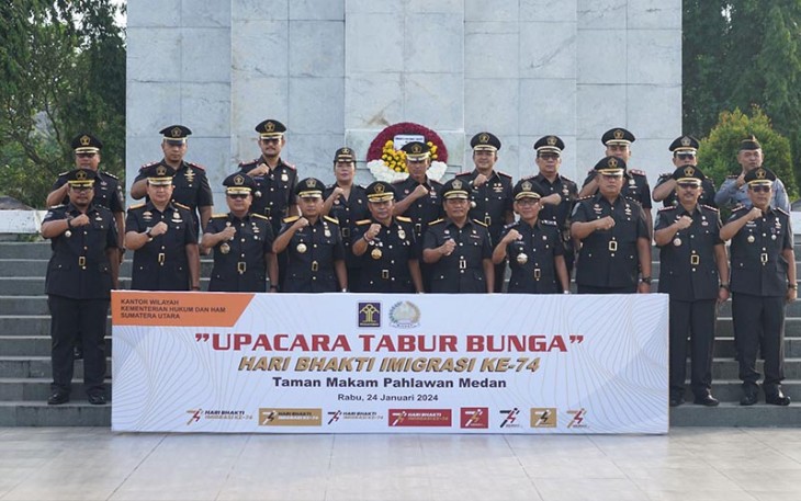 Lapas Binjai Hadiri Upacara Tabur Bunga Peringatan Hari Bhakti Imigrasi ke-74