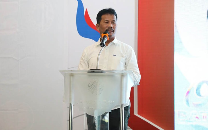 Kepala BP Batam, Muhammad Rudi saat menghadiri literasi digital bertajuk Digital Marketing Strategy in Political Years, di Palm Springs Golf, Rabu (21/2/2024).