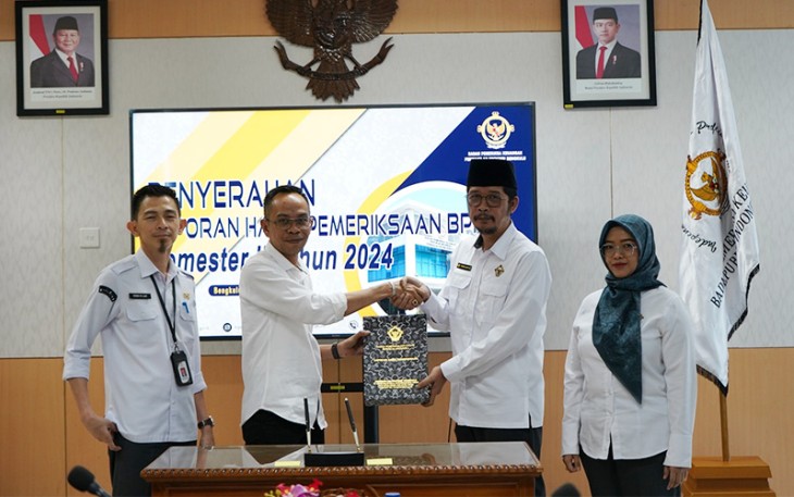 Penyerahan LHP Kepatuhan atas Pengelolaan Keuangan Pemilihan Umum 2024 Periode Tahun 2023 s.d Semester I Tahun 2024 pada Satuan Kerja Komisi Pemilihan Umum di wilayah Provinsi Bengkulu Nomor 32/LHP/XVIII.BKL/12/2024 tanggal 23 Desember 2024.