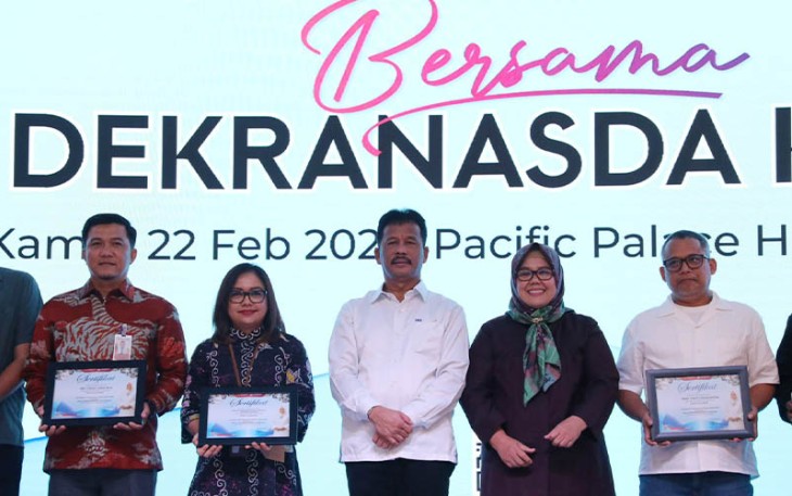 Muhammad Rudi saat menghadiri silaturahmi Ketua Dekranasda Kota Batam bersama Pelaku IKM/UMKM Kota Batam TA 2024 di Grand Ballroom Pasific Palace Hotel, Kamis (22/2/2024).