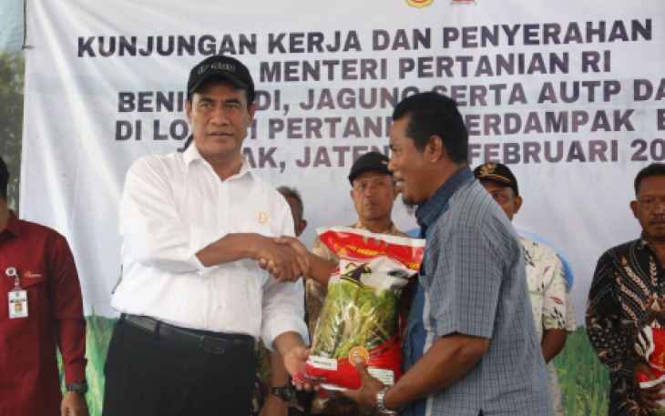 Kementan Andi Arman Sulaiman memberikan bantuan kepada petani terdampak banjir di Kabupaten Demak