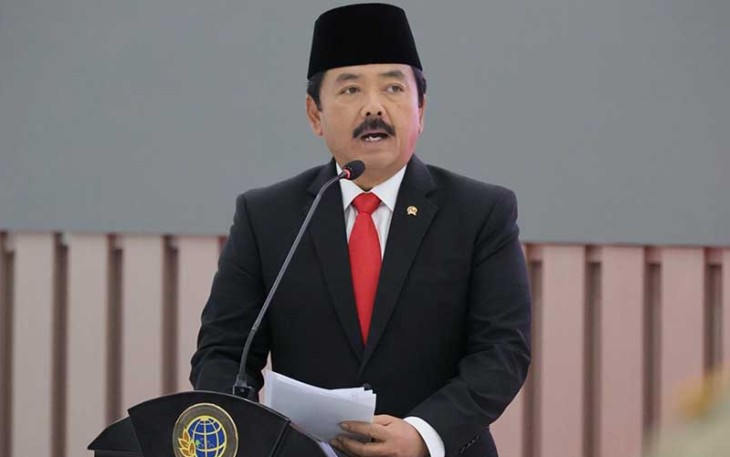 Menteri Agraria dan Tata Ruang/Kepala Badan Pertanahan Nasional (ATR/BPN), Hadi Tjahanto di Aula Prona, Kantor Kementerian ATR/BPN, Rabu (07/02/2024).