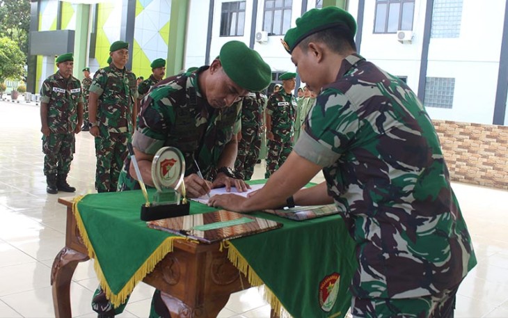 Kodim 0510/Tigaraksa saat Gelar Korps Penerimaan Warga Baru dan Pelepasan Pindah Satuan