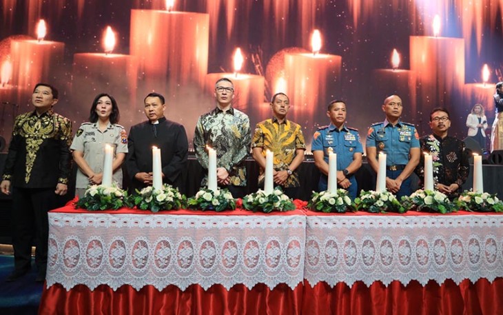 Dankodikmar Kodiklatal saat Hadiri Puncak Perayaan Natal Bersama TNI -Polri Wilayah Kogartap III Surabaya