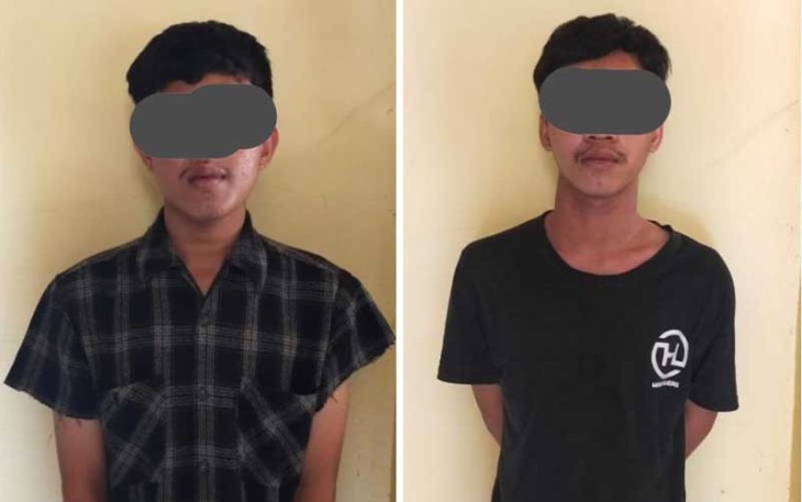 Tersangka (diborgol) saat diamankan