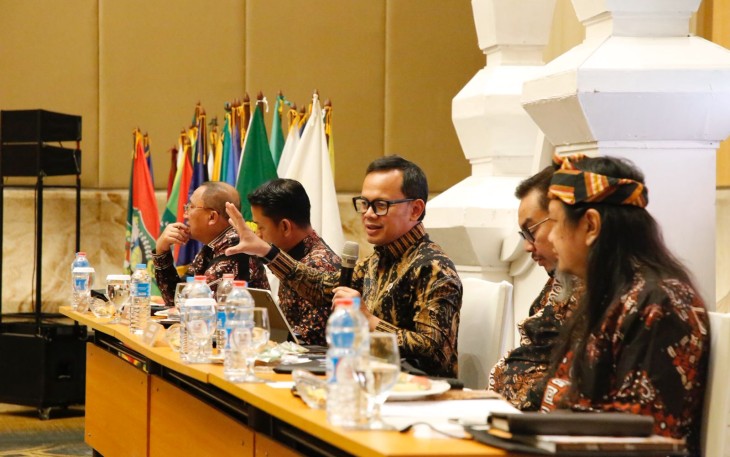 Wakil Menteri Dalam Negeri (Wamendagri) Bima Arya Sugiarto alam acara Rapat Kerja Nasional (Rakernas) XI Jaringan Kota Pusaka Indonesia (JKPI) Tahun 2025 yang digelar di Hotel Tentrem, Yogyakarta, Rabu (6/8/2025)