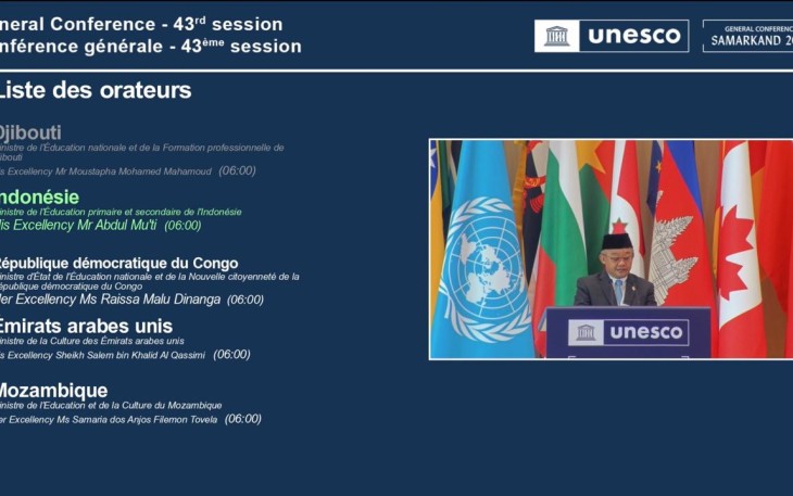 Pidato Mendikdasmen di Sidang Umum UNESCO