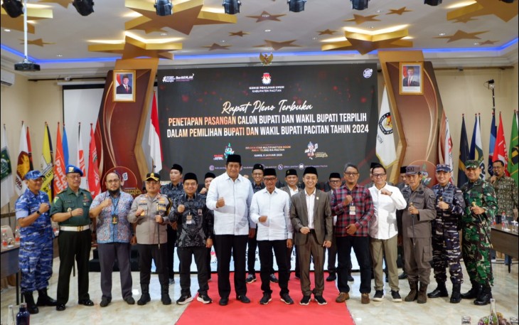 Komandan  (Dandim) 0801/Pacitan, Letkol Arh Imam Musahirul, S.H., M.I.P., menghadiri Rapat Pleno Terbuka Penetapan Pasangan Calon (Paslon) Bupati dan Wakil Bupati Pacitan terpilih dalam Pemilihan Kepala Daerah (Pilkada) Serentak 2024