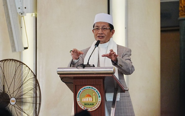 Menteri Agama Nasaruddin Umar Dalam Peringatan Isra Miraj di Masjid Izzatul Islam Grand Wisata Bekasi, Jawa Barat, Senin (27/1/2025)