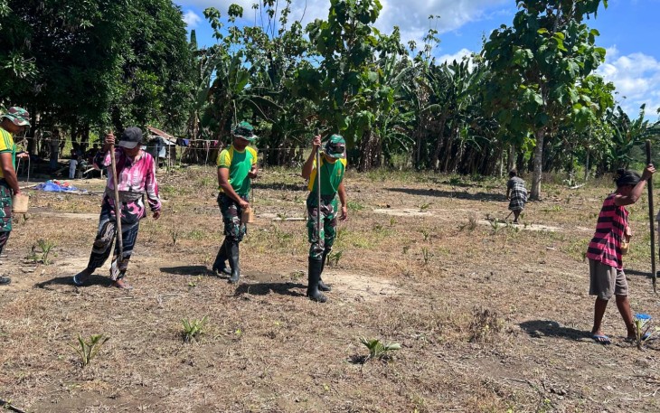 Gotong Royong Satgas dan Warga Alas Selatan Wujudkan Lahan Produktif